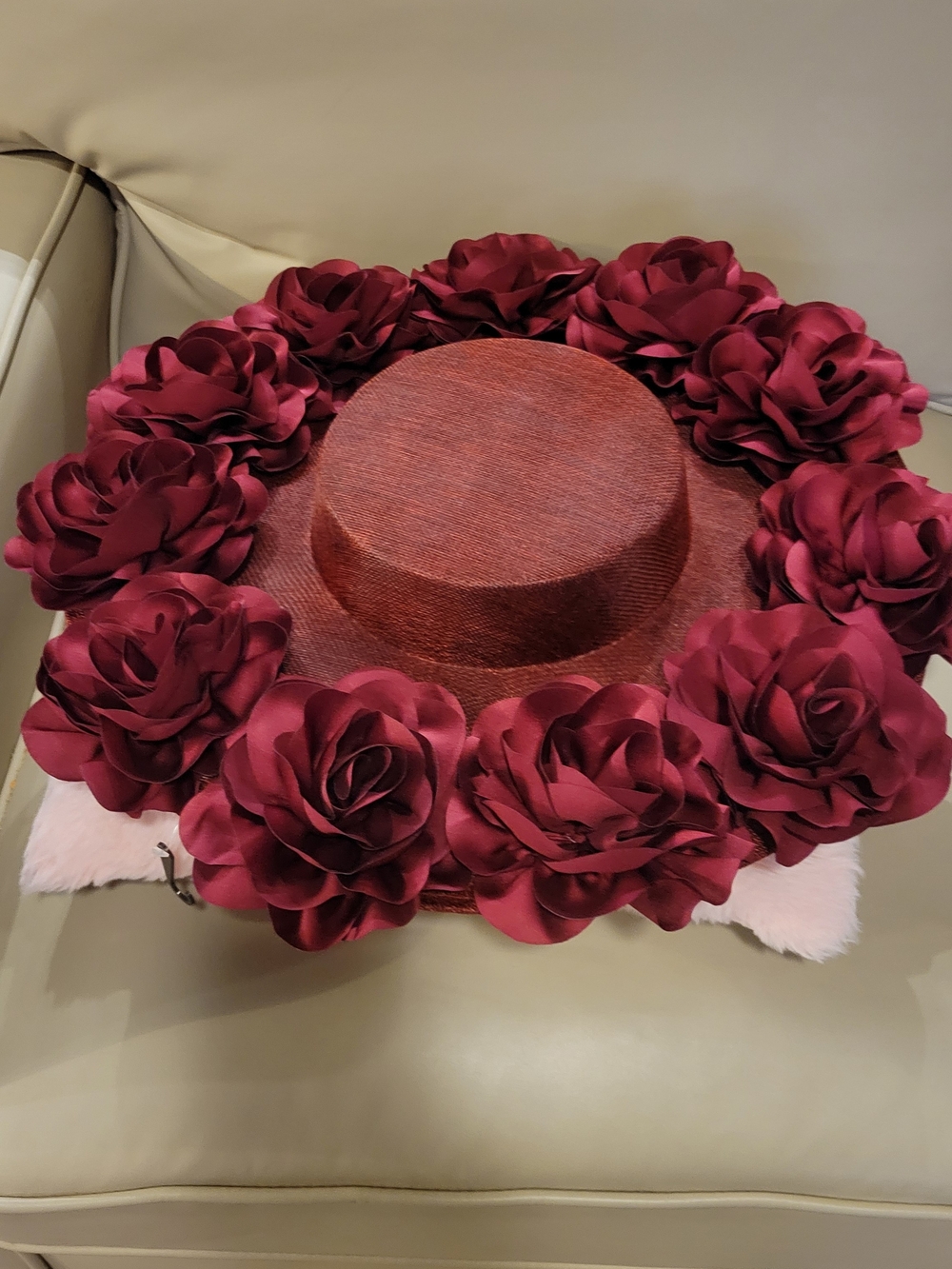 Burgundy Floral Hat